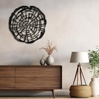 SIGNLEADER Metal Wall Art Decor Wood Rings of Tree Minimalist Modern Abstract Wall Sculpture Hangings Home Decoration for Living Room, Bedroom, Bathroom, Kitchen, Outdoor - 24" Black