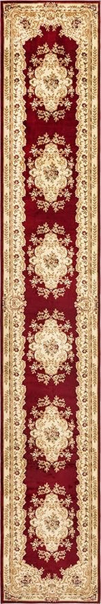 Rugs.com Chateau Collection Rug – 3' x 19' 8 Runner Red Medium Rug Perfect for Hallways, Entryways