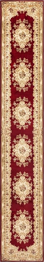 Rugs.com Chateau Collection Rug – 3' x 19' 8 Runner Red Medium Rug Perfect for Hallways, Entryways