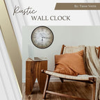 Tasse Verre 12 Inch Vintage Wall Clock - Farmhouse Decor Distressed White Washed Mechanical Quiet Silent - Retro Vintage Hanging Brown Non-Ticking Round