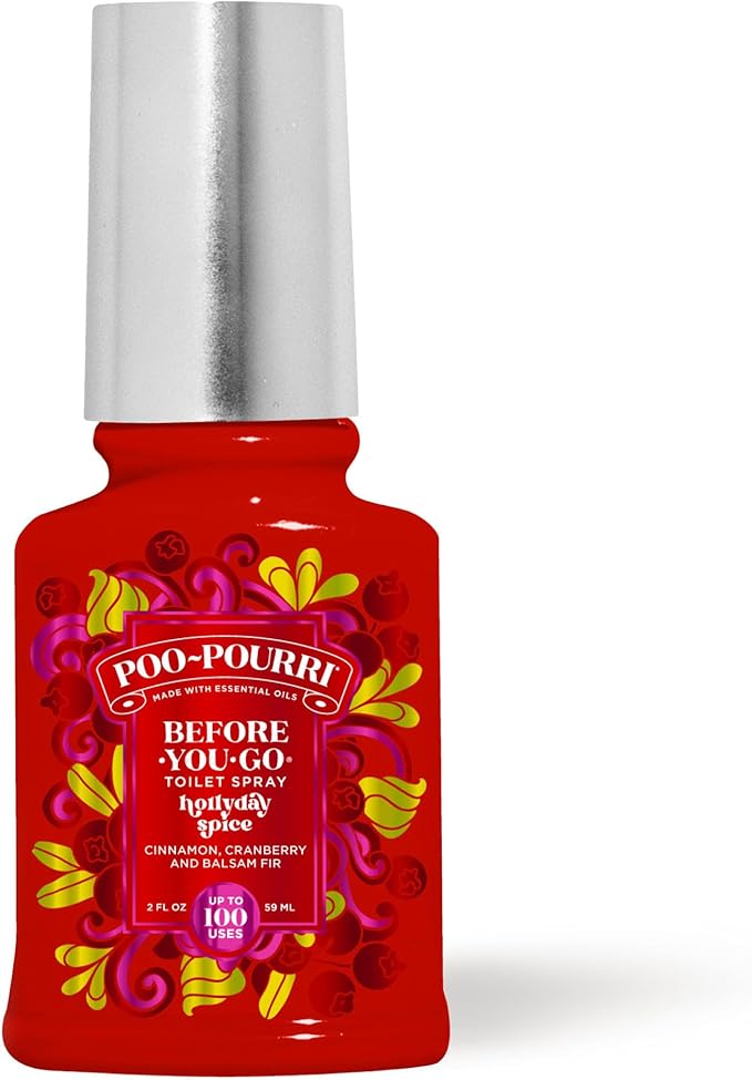 Poo-Pourri Before-You-Go Toilet Spray, Hollyday Spice, 2 Fl Oz - Cranberry, Cinnamon, and Balsam Fir, 1 Count (Pack of 1)