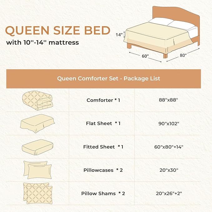 Sasttie Queen Comforter Set, 7-Piece Bed in a Bag, Pintuck Bedding Sets for All Season, Includes Comforter, Flat Sheet, Fitted Sheet, Pillowcases and Pillowshams, Sage Green