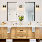 1 Light Modern Bathroom Light Fixtures Over Mirror, Black Gold Vanity Lights for Bathroom Wall Sconces with Clear Glass Shades, E26 Socket (Bulbs Not Included)