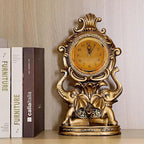 rnuie Desk Clock for Mantle Decor, Vintage Elephant Table Clock Battery Operated, Bronze Elephant Statue Mantel Clock for Living Room, Shelf, Fireplace, Home, Table Top Decor