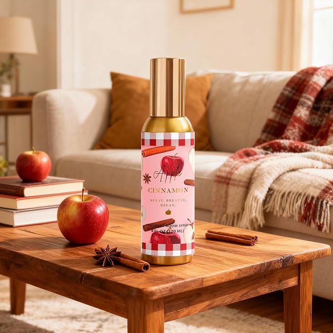 Room Spray, Bright Vanilla, Cinnamon Apple, Fir Breeze, 3 Pack, Each 4 fl oz, Concentrated Room Spray, Air Freshener for Home, Long-Lasting Odor Eliminator for Bathroom and Office