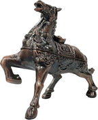 Metal Ornament Galloping Horse Statue Classic Bronze Finish Luxury Home Decor Multi Functional Sculpture for Living Room Office Desk Feng Shui Art with Set of 5 Lucky Charm Ancient Coins (D3 Bronze)
