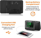 SMARTRO SC31B Digital Projection Alarm Clock with Weather Station, Indoor Outdoor Thermometer for Bedrooms, USB Charger, AC Battery Operated