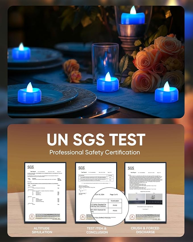 BEICHI Flameless Candles, Tea Lights Battery Operated, No Flickering Votive Candles LED Tea Lights for Halloween Christmas Wedding Home Decor (24 Pack, Blue)