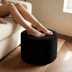 Round Boucle Pouf Ottoman Footrest – Soft & Lightweight Footstool with Full Foam Filling for Living Room, Bedroom