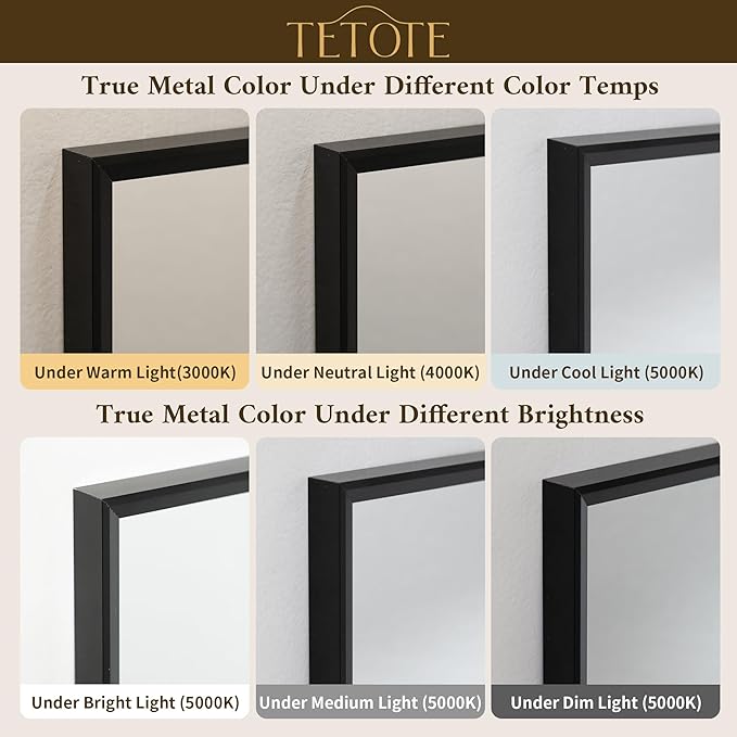 TETOTE Black Framed Mirror for Bathroom Vanity 36" x 36" Matte Black Rectangle Beveled Frame Wall Mirror for Over Sink, Tempered Glass, Modern Farmhouse Bedroom, Entryway, Living Room