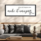 Surfapans Inspirational Wall Decor 32"X12" Today Only Happens Once Make It Amazing Sign Motivational Quote Office Positive Large Rustic Farmhouse Living Room Horizontal Wall Hanging Art (Black)