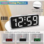 Peakeep Small Digital Alarm Clock Plug in for Kids Bedroom Bedside Nightstand, 8 RGB Colors Large Display Dimmable 6 Brightness, Corded Electric Battery Backup (White - RGB)
