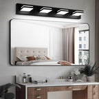 OKELI 4-Light Bathroom Vanity Light Black Modern LED Vanity Light Over Mirror Dimmable Mirror Front Lamp with 350° Adjustable Lamp Head ETL Listed 32W 6000K Cold White