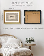 ARPEOTCY Gold Framed Canvas Wall Art, 11x14 Vintage Leopard Illustration with Leopard-Print Border, Safari Animal Wall Art for Living Room, Bedroom, Office, Glam & Maximalist Home Decor