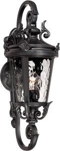 John Timberland Marseille Traditional Outdoor Wall Light Fixture Black Steel Scroll 19" Clear Hammered Glass Downbridge Arm for Exterior House Porch Patio Outside Deck Garage Front Door Home