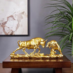 AETVRNI Wall Street Bull and Bear Statue - 4.5 Inch Tall Bull & Bear Statues, Gold Resin Abstract Tabletop Decor for Financial Brokers,Gold