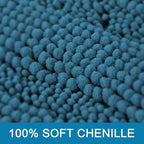 H.VERSAILTEX Bath Mats for Bathroom Non Slip Extra Thick Chenille Striped Bath Rug 24" x 36" Absorbent Non Skid Fluffy Soft Shaggy Rugs Washable Plush Mats for Indoor, Bath Room, Tub - Turquoise Blue