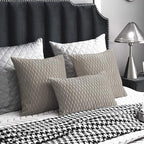Tan Throw Pillow Cases 12x20: 2 Pack 12x20 Inch Original Striped Velvet Rectangular Decorative Pillow Covers for Farmhouse Couch
