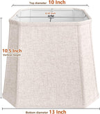 TOOTOO STAR Square cut corner lampshade, 10x13x10.5 inch medium table lamp shade floor lamp Beige Lamp shades Natural Linen Hand Crafted, Easy Assembly Required