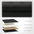 B FSOBEIIALEO Storage Ottoman with Tray, Foot Stools and Ottomans with Legs, Storage Cube Seat Linen Black 15"