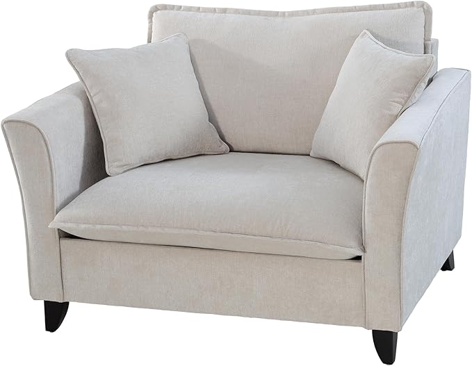 ERYE Living Room Accent Chair, Modern Chenille Upholstered Wider Seat Cushion Leisure Armchair W/2 Pillows and Removable Cover for Home Apartment,Bedroom,Office