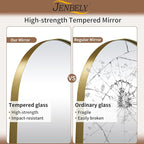 Gold Oval Mirror, 17"x30" Oval Bathroom Mirror, Brushed Gold Mirror with Aluminium Alloy Frame, Anti-Rust, Tempered Glass