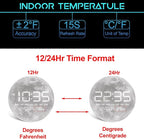 Digital Wall Clock, LED Moon/Earth Design, Temperature Display, 7.87 x 7.87 inches (Moon, 7.87 INCH)