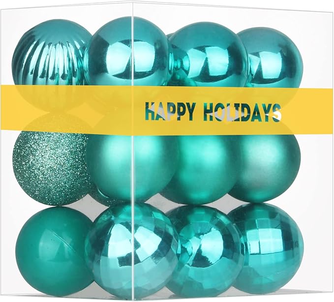 Teal 3.2" Large Christmas Balls - Christmas Tree Decoration Ornaments Shatterproof Hanging Balls for Birthday Halloween Holiday Wedding Decorations Set of 18pcs