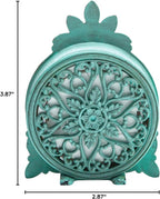 NIKKY HOME Vintage Pewter Quartz Mini Table Clock with Crystal Shining Rhinestone, 2.87 x 1.37 x 3.87 Inches, Aqua