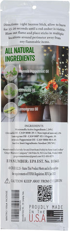 Farm Raised Candles Mintronella Citronella & Peppermint Mosquito Repellent Incense Sticks – 100 Pack – USA‑Made Natural Bug & Insect Repellent – Outdoor Camping, Patio Decor – No‑See‑Um & Gnats, Fly's