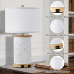 Set of 2 Ceramic Table Lamps with 3 Color Temperatures, Nightstand Table Lamps with AC Outlet, USB A & C Charging Port, Bedside Lamps for Living Room, Bedroom, Office Reading, Burlywood