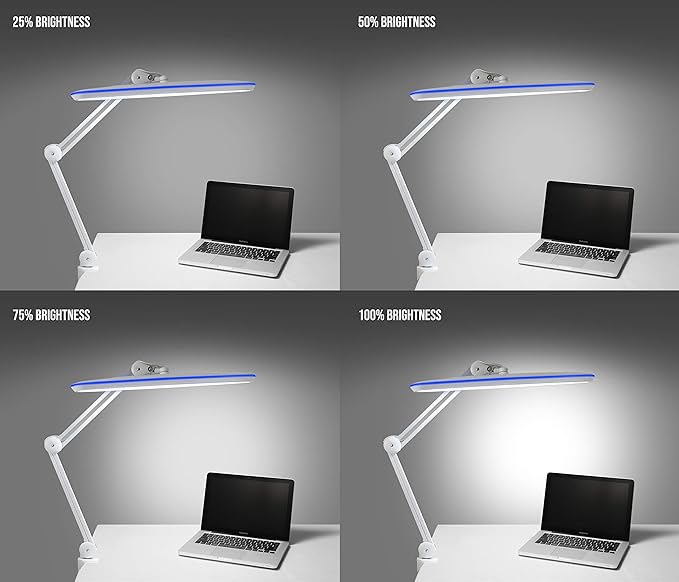 Neatfi XL 2,200 Lumens LED Task Lamp, 20W, 182SMD LEDs, 23-Inch Ultra-Wide, 4 Brightness Levels, 3 Light Modes, Dimmable, Eye-Caring, Glare-Free (CCT with Clamp, White)