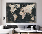 World Map Wall Art Office Decor Pictures for Living Room Black White Wall Decor Home House Decorations Modern Inspirational Artwork