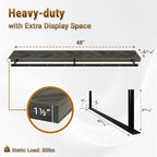 48" Rustic Farmhouse Floating Shelves – Set of 2 Acacia Wood Shelves for Stylish Wall Decor in Kitchen, Bathroom, Unique Chevron Pattern, Mocha Color, 48x8x1.5 Inches - Set of 2 - DIY
