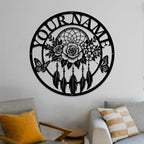 Personalized Dream Catcher Metal Wall Art - Custom Name Iron Sign for Home Decor, 8-30 Inch Black (Style K)