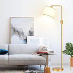 【Upgraded】 Dimmable Floor Lamp, 1000 Lumens LED Edison Bulb Included, Arc Floor Lamps for Living Room Modern Standing Lamp with Shade, Tall Lamps for Living Room Bedroom Office Dining Room - Gold