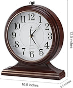 10-inch Vintage Mantel Desk Clock, Silent Desk Clock for Living Room Décor, Easy to Read Larege Retro Mantel Clocks for Fireplace and Shelf Decoration. (Brown)
