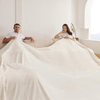 Oversized King Fleece Blanket 120x138 Inches, Seamless Soft Cozy 3D Jacquard Flannel Blanket 10'x11.5' Extra Large for Bed, Sofa, Couch, Travel & Camping, California King Throw, Ivory White Leaf