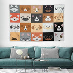 VUMIVI Dog Tapestry Funny Cartoon Pet Patterns Colorful Illustrations Square Animals Tapestry Wall Hanging for Living Room Bedroom Dorm Classroom Aesthetic Decor W60xL40in