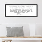 Surfapans Christian Wall Decor Be Anxious for Nothing Sign 32"×12" Philippians 4:6-7 Bible Verse Scripture Positive Quotes Holy Inspirational Religious Jesus Large Wood Framed Hanging Art (Black)