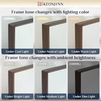 Keonjinn 16 x 20 Inch Small Stainless Steel Framed Mirror, Brushed Bronze Bathroom Vanity Mirror, Anti-Rust, Curved Edge, Shatter-Proof Tempered Glass, Square Rectangle Wall Mirrors for Over Sink
