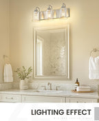 zeyu 20.5 Inch Modern Bathroom Vanity Lamp, 3-Light Wall Mirror Light for Bathroom, Brushed Nickel Finish with Clear Glass Shade, ZSL72B-3W BN