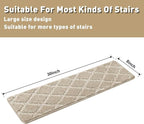 PURE ERA Carpet Stair Treads Tape Free Non Slip Indoor Stair Carpet Stair Protectors Pet-Friendly Non-Slip Skid Resistant Washable Reusable 8" x 30"(2 Pieces,Cream Gray Diamond Trellis)