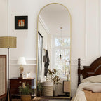GLSLAND-21x64 inch Full Length Mirror-Aluminum Alloy Frame-Arch Mirror Full Length HD-Full Body for Bedroom or Living Room, Gold