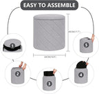 17" Foldable Boucle Round Storage Ottoman,Space-Saving Footrest/Seating/Coffee Table for Small Apartments,Dorms & Bedrooms-Grey