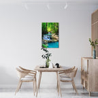 iKNOW FOTO 16x24 Single Piece Canvas Wall Art Nature Landscape Pictures Green Forest Waterfall Poster Canvas Prints Framed Artwork Spa Bathroom Bathroom Room Decor