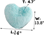 MorroMorn Fluffy Heart Throw Pillows, Shaggy Decorative Pillow for Sofa Couch Bed, Cute Room Decor Decorations for Women Girls Kids (Aqua)