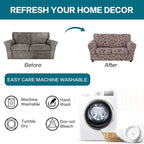 KRFOONN 3 Piece Printed Couch Cover for 2 Cushion Couch Stretch Sofa Loveseat Slipcover with 2 Separate Seat Cushion Covers Furniture Protector with Elastic Bottom for Living Room (Loveseat, 62)