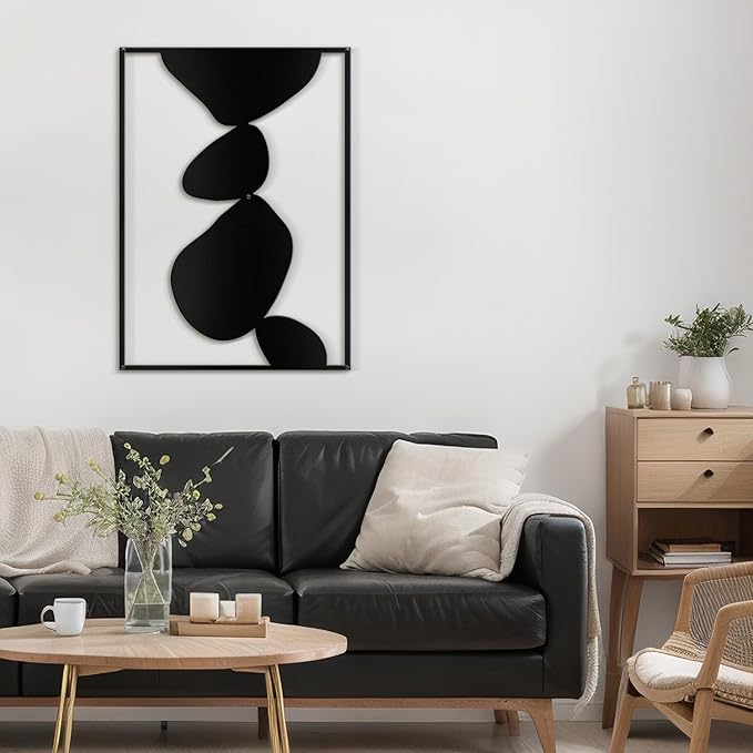 SIGNLEADER Metal Wall Art Decor Abstract Shapes Illustrations Minimalist Modern Abstract Wall Sculpture Hangings Home Decoration for Living Room, Bedroom, Bathroom, Kitchen, Outdoor - 36" Black