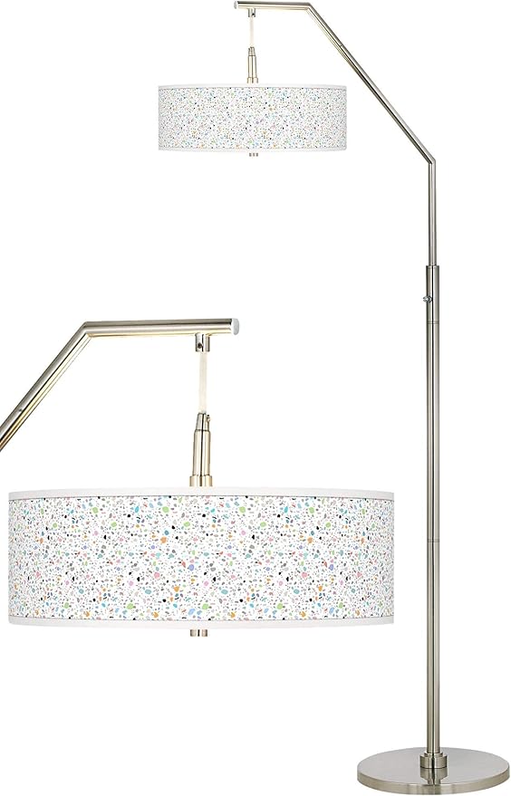 Colored Terrazzo Giclee Print Shade Arc Floor Lamp